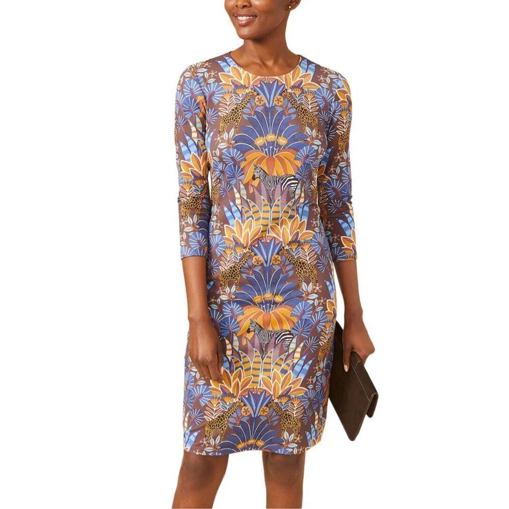 J.McLaughlin Sophia Safaria animal floral print dress Catalina cloth M